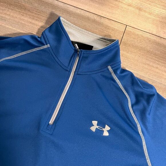 Under Armour Blue Athletic Quarterzip Jacket Men Medium Bin H-6 - Picture 2 of 4